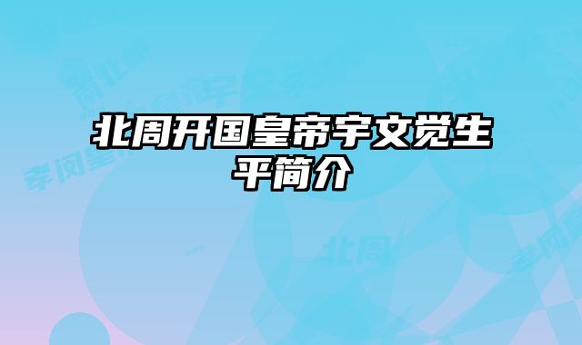 北周开国皇帝宇文觉生平简介