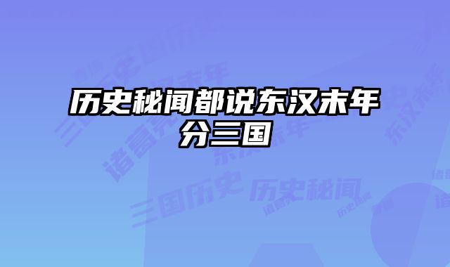 历史秘闻都说东汉末年分三国