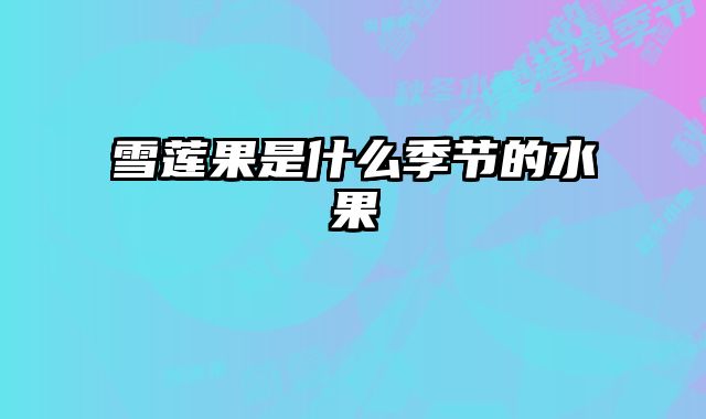 雪莲果是什么季节的水果