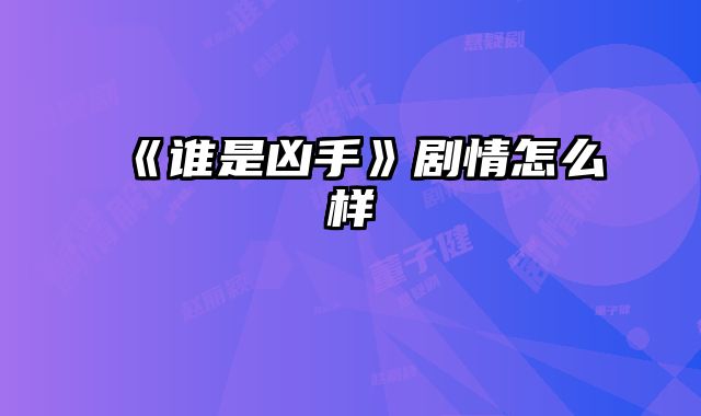 《谁是凶手》剧情怎么样