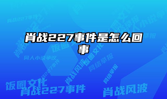 肖战227事件是怎么回事