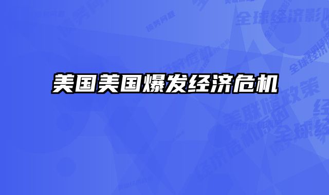 美国美国爆发经济危机