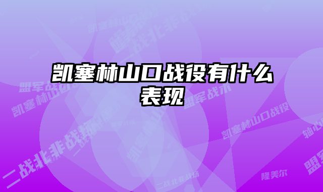 凯塞林山口战役有什么表现