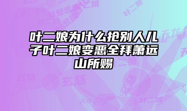 叶二娘为什么抢别人儿子叶二娘变恶全拜萧远山所赐