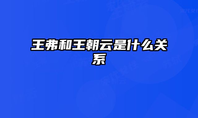 王弗和王朝云是什么关系