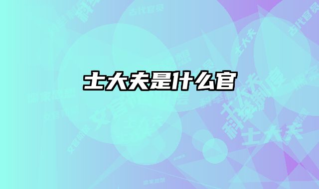 士大夫是什么官