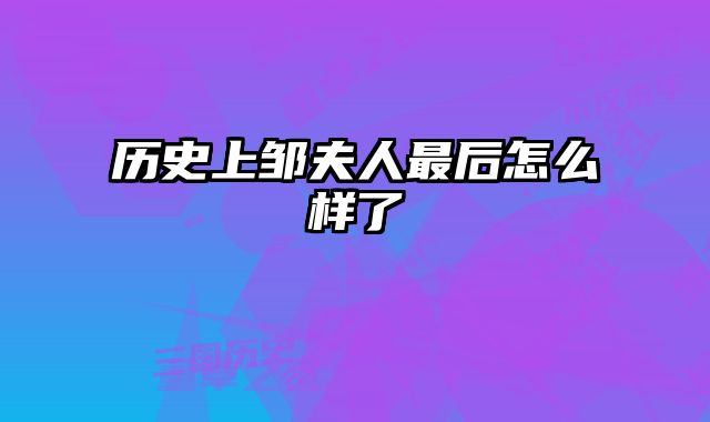历史上邹夫人最后怎么样了