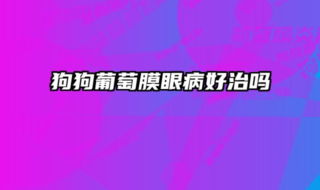 狗狗葡萄膜眼病好治吗