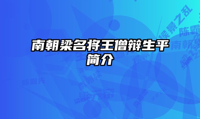 南朝梁名将王僧辩生平简介