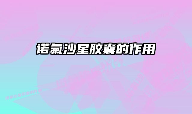 诺氟沙星胶囊的作用