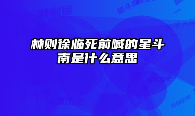 林则徐临死前喊的星斗南是什么意思