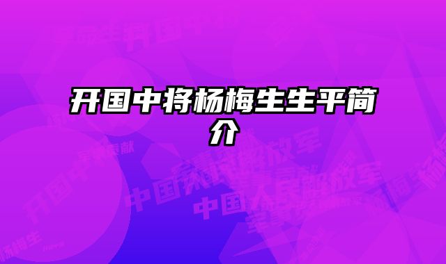 开国中将杨梅生生平简介