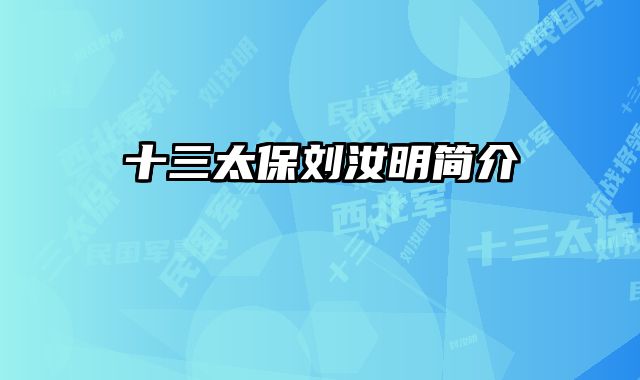 十三太保刘汝明简介