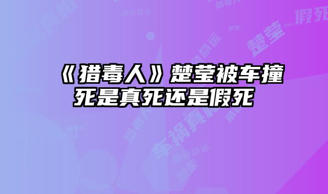 《猎毒人》楚莹被车撞死是真死还是假死