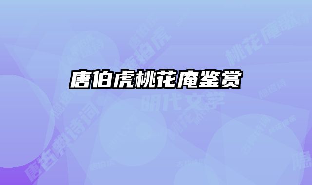 唐伯虎桃花庵鉴赏