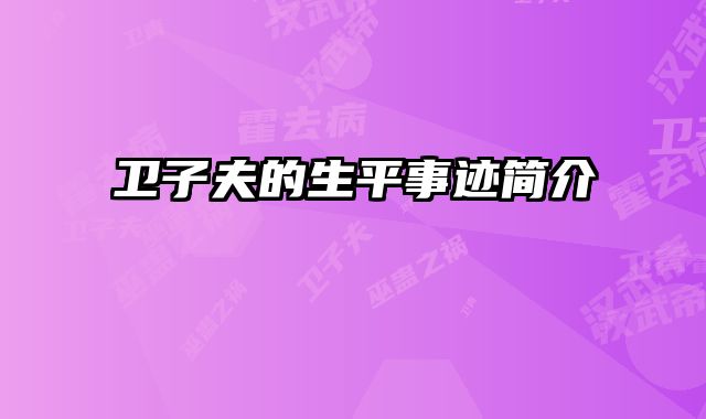 卫子夫的生平事迹简介