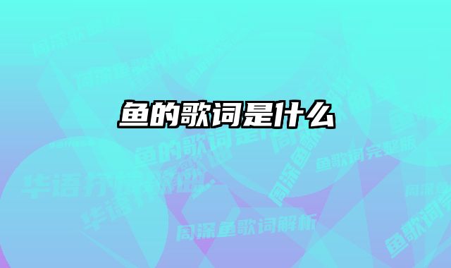 鱼的歌词是什么