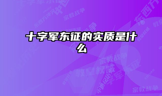 十字军东征的实质是什么