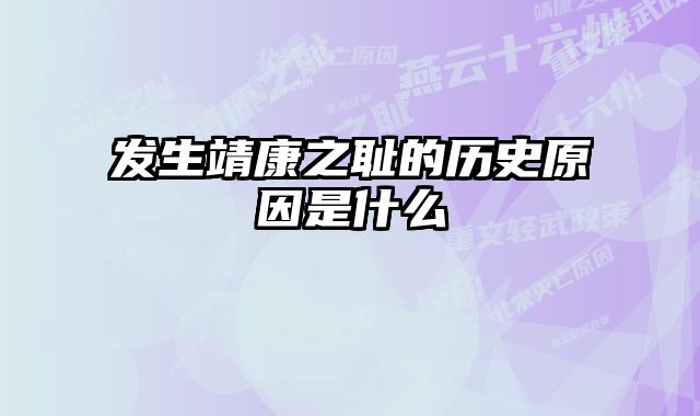 发生靖康之耻的历史原因是什么 