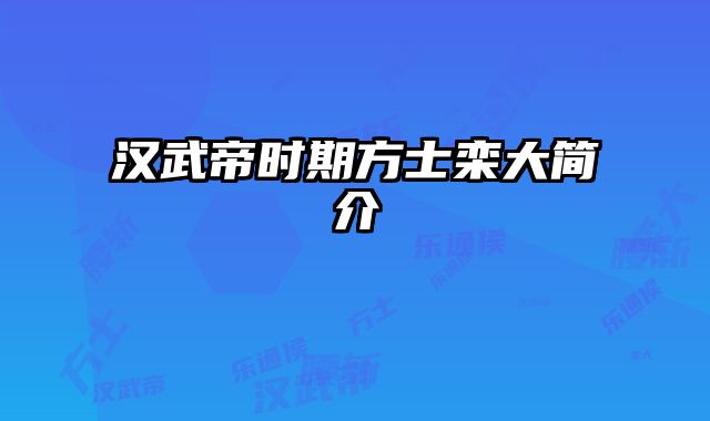 汉武帝时期方士栾大简介