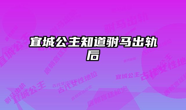 宜城公主知道驸马出轨后