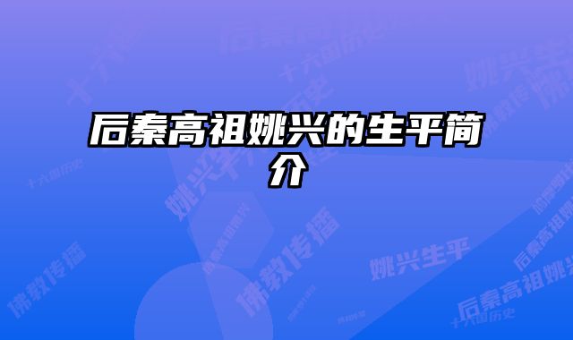 后秦高祖姚兴的生平简介