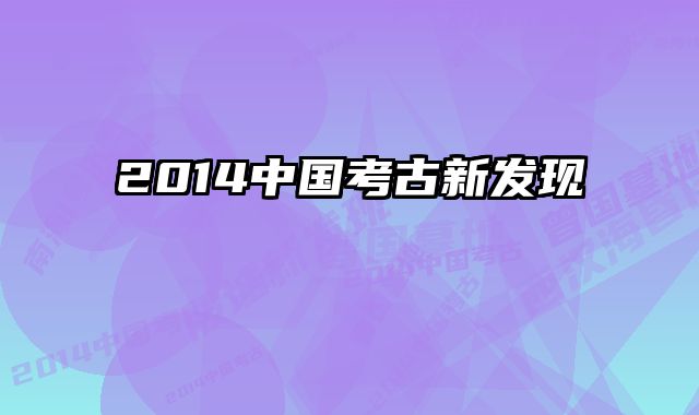 2014中国考古新发现