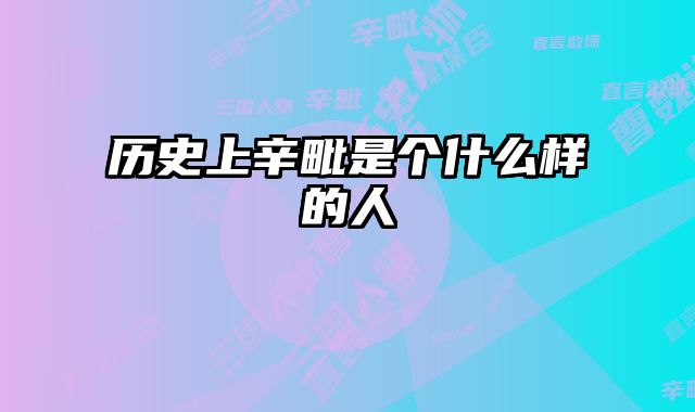 历史上辛毗是个什么样的人
