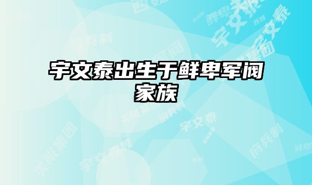 宇文泰出生于鲜卑军阀家族