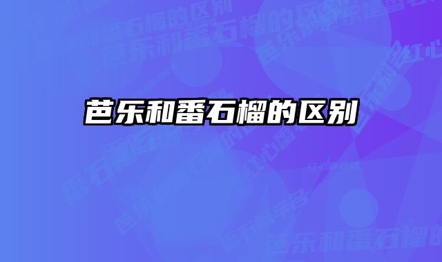 芭乐和番石榴的区别