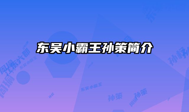 东吴小霸王孙策简介