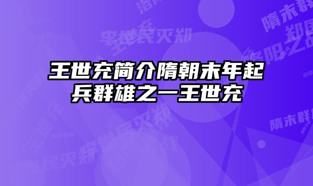 王世充简介隋朝末年起兵群雄之一王世充