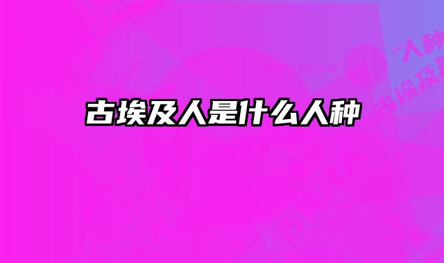 古埃及人是什么人种