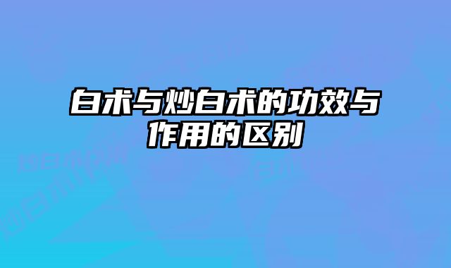 白术与炒白术的功效与作用的区别