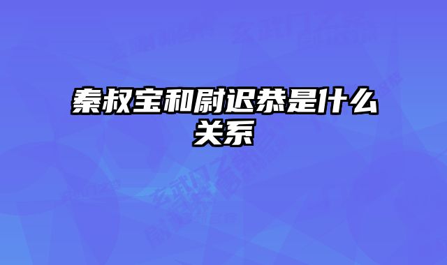 秦叔宝和尉迟恭是什么关系 