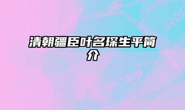 清朝疆臣叶名琛生平简介 