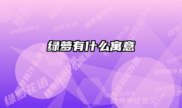 绿萝有什么寓意 