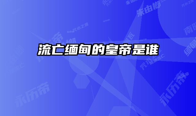 流亡缅甸的皇帝是谁 