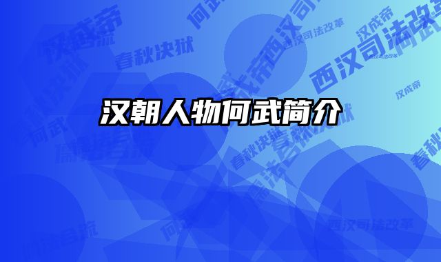 汉朝人物何武简介 