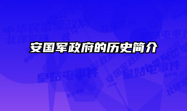 安国军政府的历史简介 
