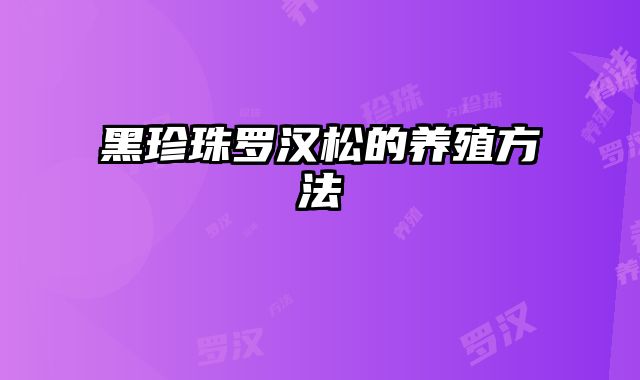 黑珍珠罗汉松的养殖方法 