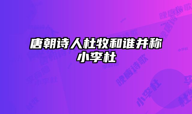 唐朝诗人杜牧和谁并称小李杜