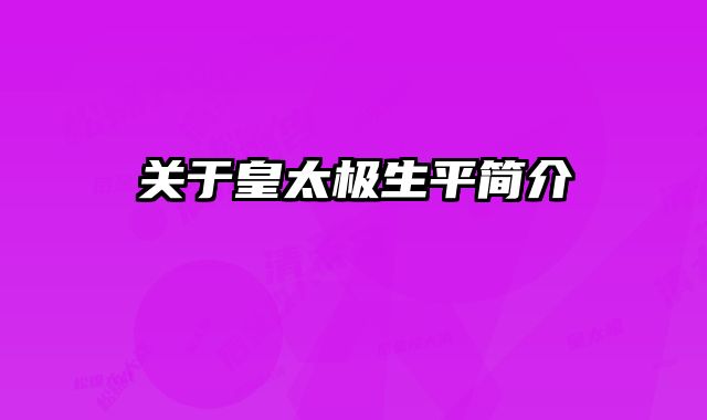 关于皇太极生平简介