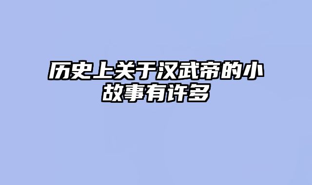 历史上关于汉武帝的小故事有许多 