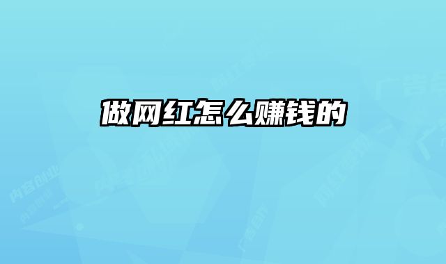 做网红怎么赚钱的