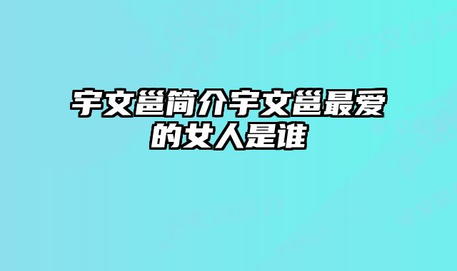 宇文邕简介宇文邕最爱的女人是谁 