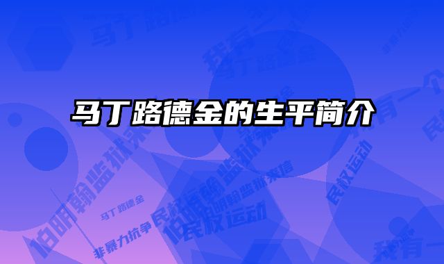 马丁路德金的生平简介 