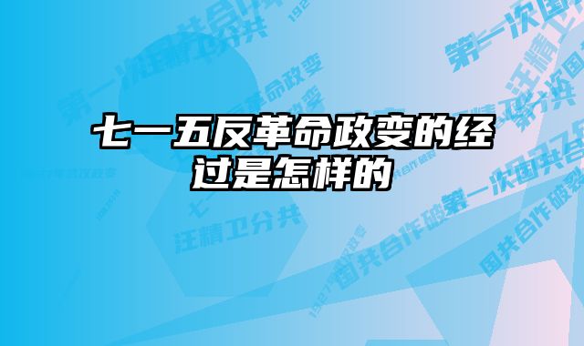 七一五反革命政变的经过是怎样的